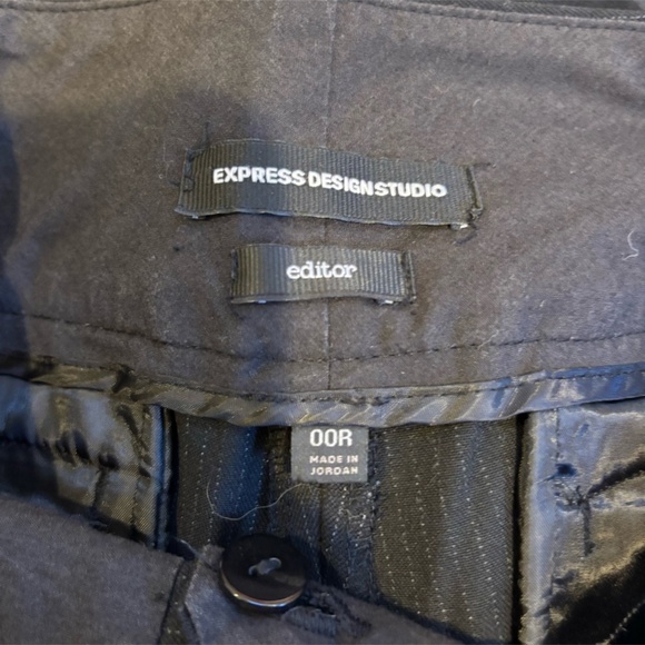 Express Black & White Pinstripe Editor Wide Leg Trouser Pants Size 00 - Picture 7 of 8